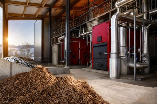 Chaufferie biomasse alimentée par des plaquettes de bois