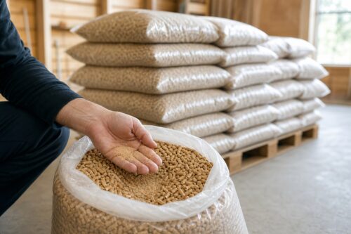 Contrôle de la poussière dans un sac de pellets avant achat d’une palette